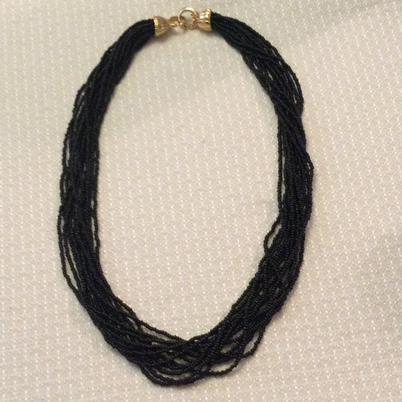 Jewelry - Multi strand black small bead necklace.
